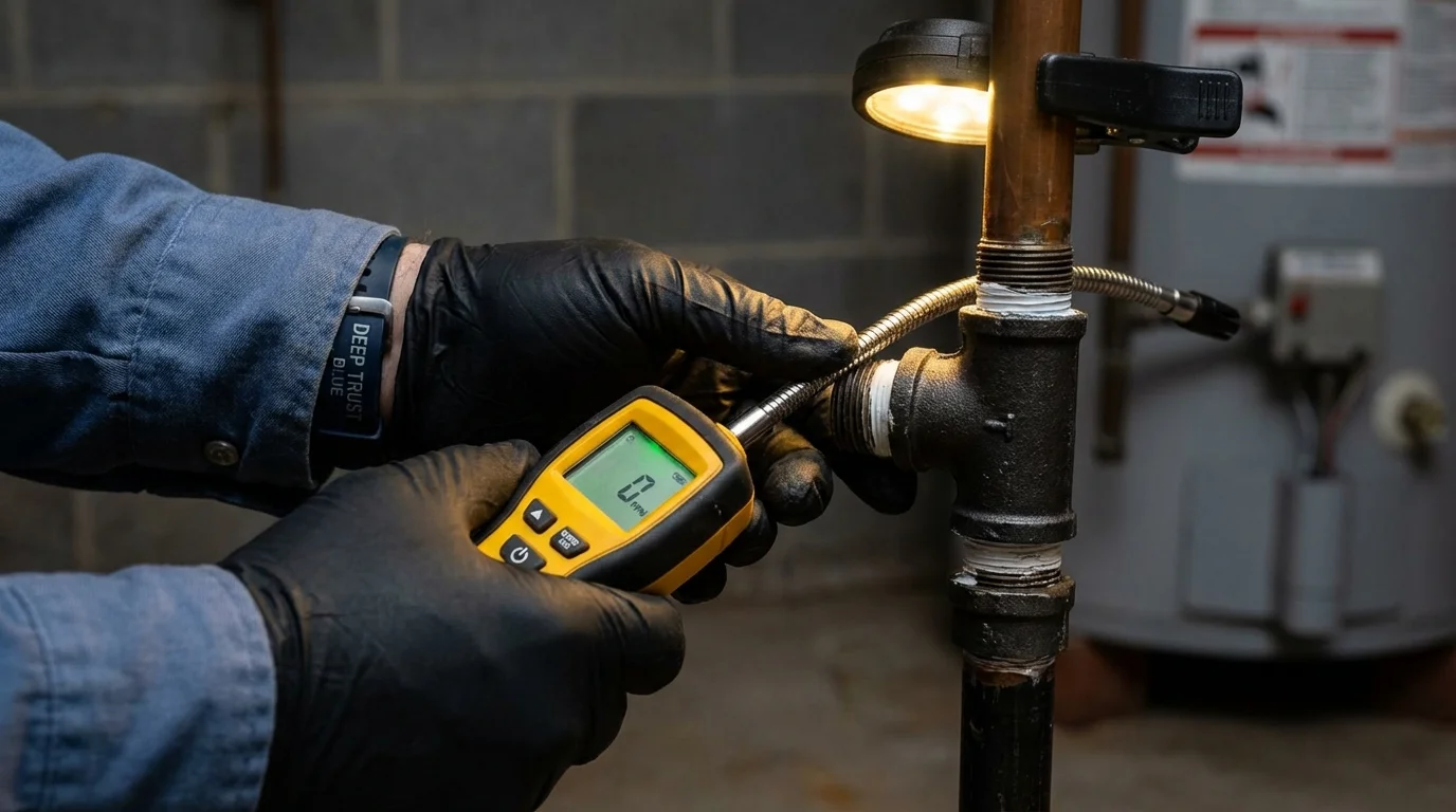 Gas leak detection with electronic sniffer by Johns Plumbing LLC in Satsuma