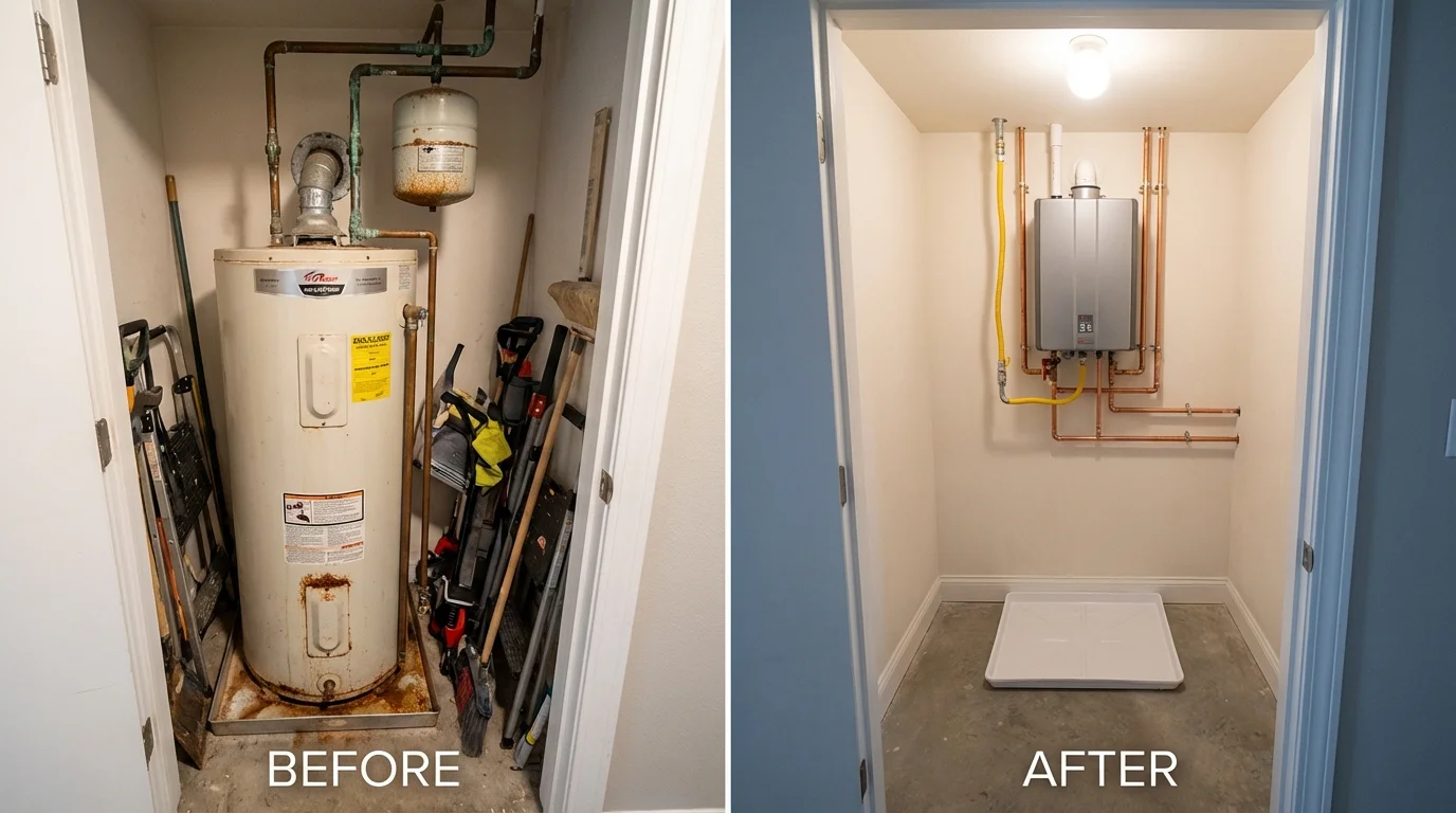 Tank water heater versus wall-mounted tankless unit comparison for Satsuma, AL homeowners
